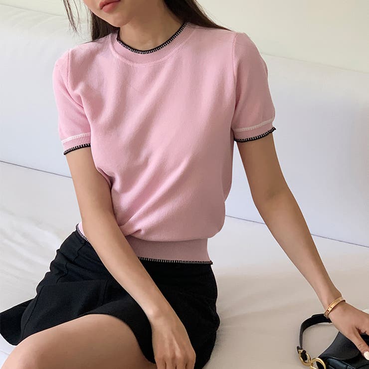 ステッチデザイン サマーニット 韓国ファッション | COCOMOMO | 詳細画像4 