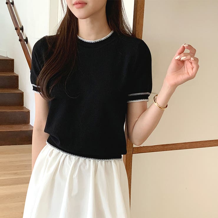 ステッチデザイン サマーニット 韓国ファッション | COCOMOMO | 詳細画像8 