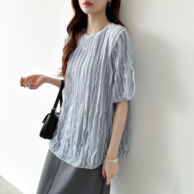 フリルトップス 半袖Tシャツ 夏トップス | COCOMOMO | 詳細画像17 