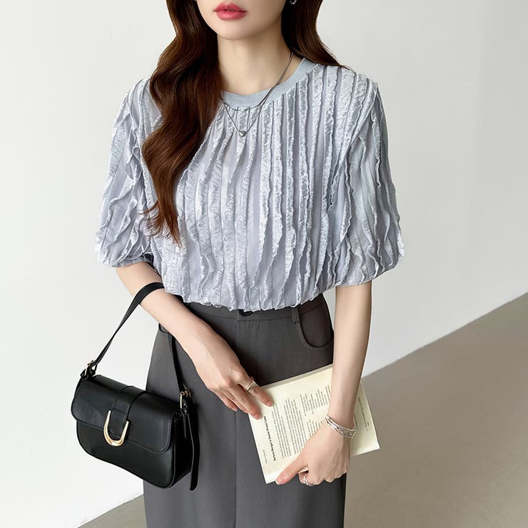 フリルトップス 半袖Tシャツ 夏トップス | COCOMOMO | 詳細画像20 