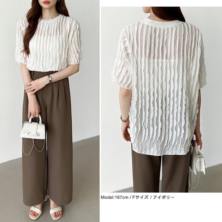 フリルトップス 半袖Tシャツ 夏トップス | COCOMOMO | 詳細画像25 