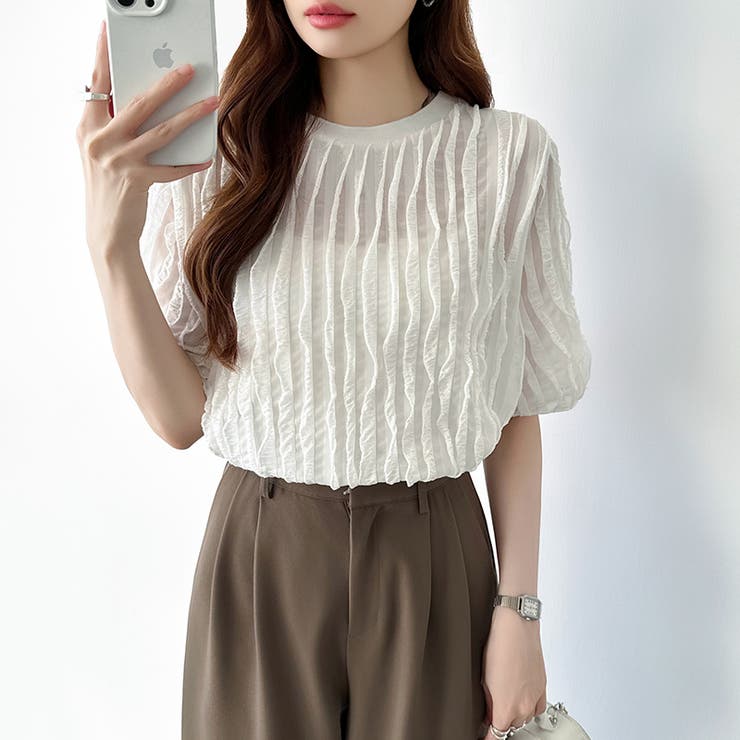 フリルトップス 半袖Tシャツ 夏トップス | COCOMOMO | 詳細画像26 