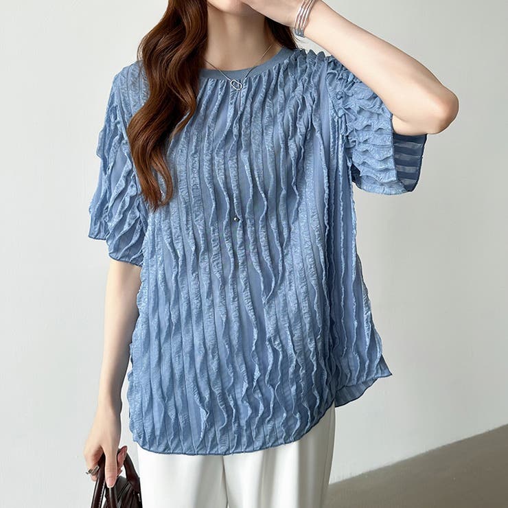 フリルトップス 半袖Tシャツ 夏トップス | COCOMOMO | 詳細画像7 