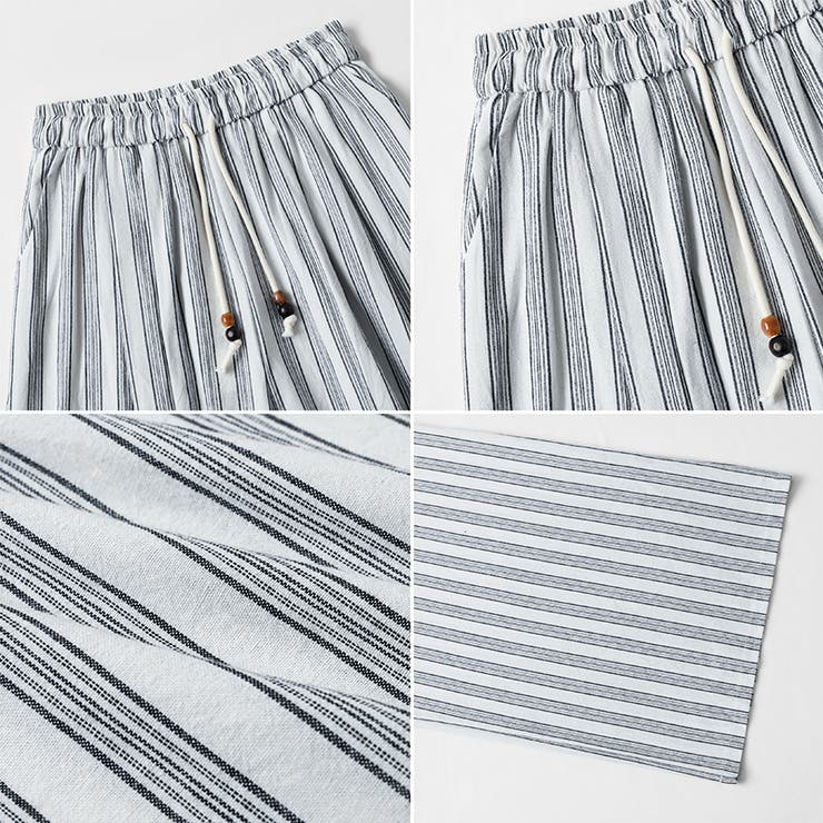 ストライプパンツ ワイドパンツ コットンリネン | COCOMOMO | 詳細画像17 