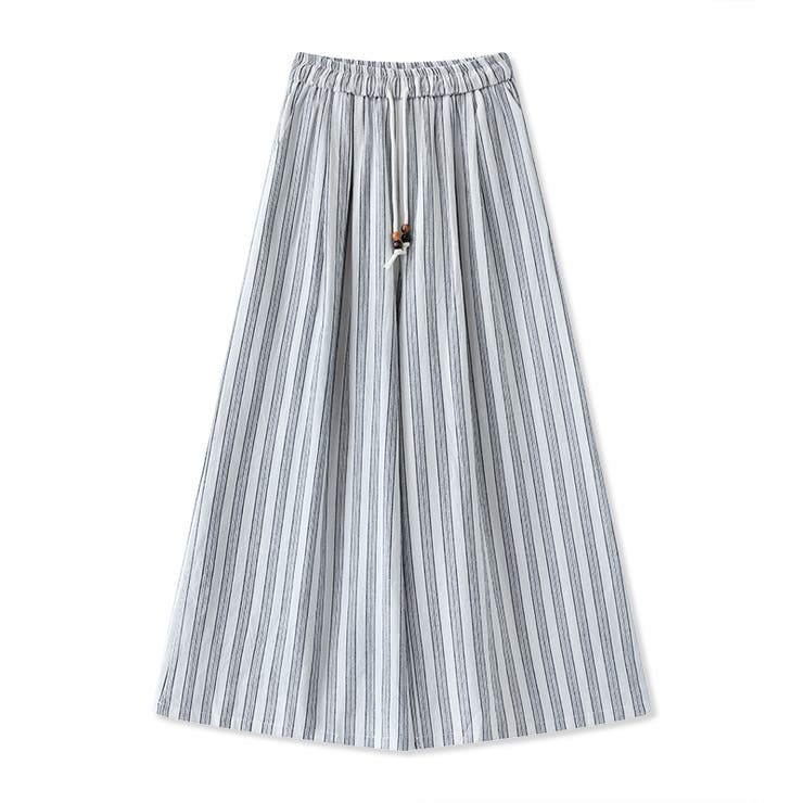 ストライプパンツ ワイドパンツ コットンリネン | COCOMOMO | 詳細画像22 