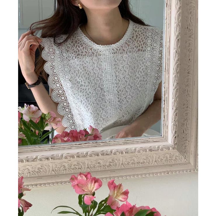 レーストップス スカラップ レースブラウス | COCOMOMO | 詳細画像3 