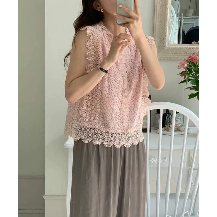 レーストップス スカラップ レースブラウス | COCOMOMO | 詳細画像7 