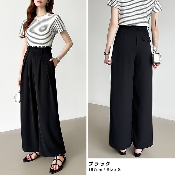 ウエストレース タックパンツ ワイドパンツ | COCOMOMO | 詳細画像16 