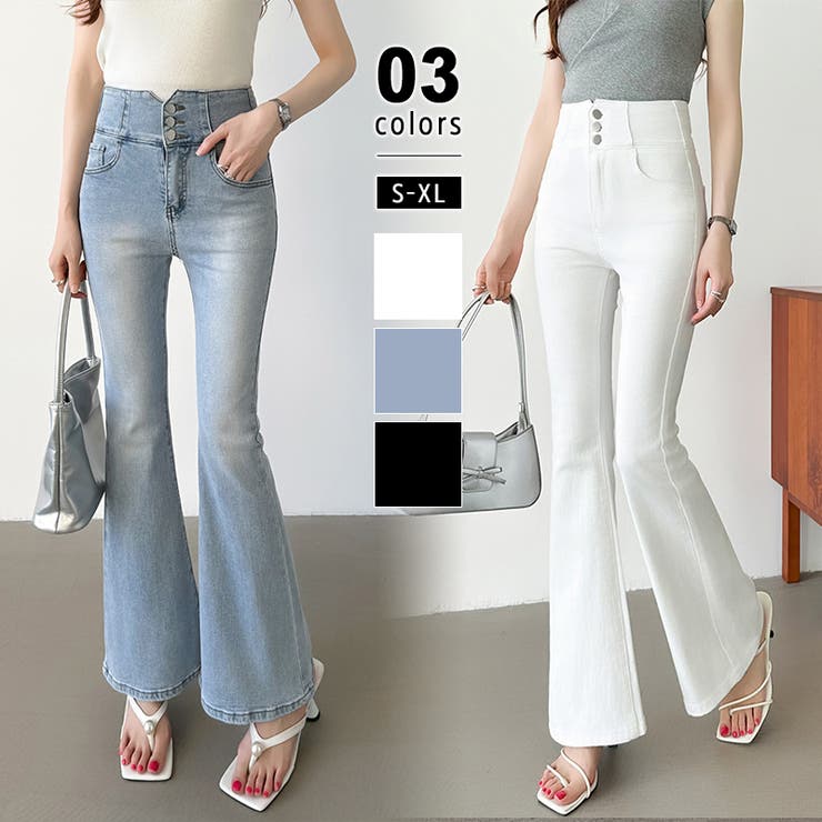 Mother ホワイトデニム　フレアパンツ MOTHER(マザー)10447-753 THE HUSTLER ROLLER SKIMP ホワイト