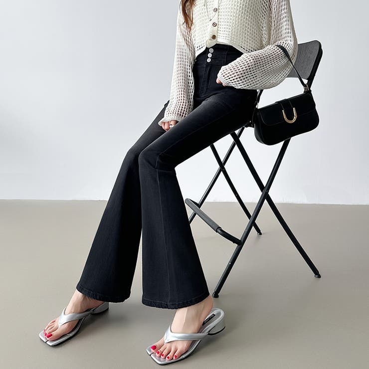 フレアデニムパンツ フレアパンツ デニム | COCOMOMO | 詳細画像21 