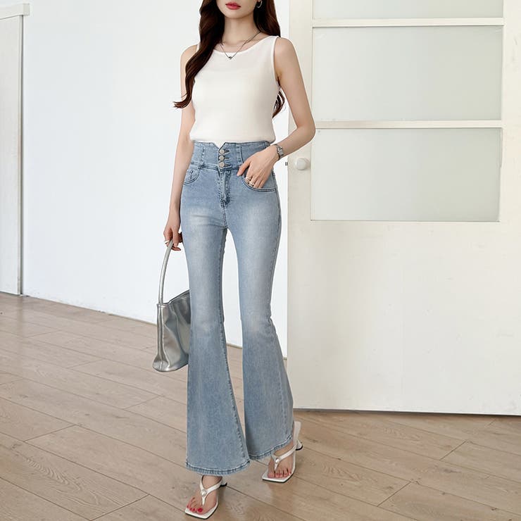 フレアデニムパンツ フレアパンツ デニム | COCOMOMO | 詳細画像7 