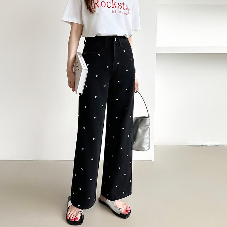 ハートスタッズデニムパンツ ハート柄 デニムパンツ | COCOMOMO | 詳細画像8 