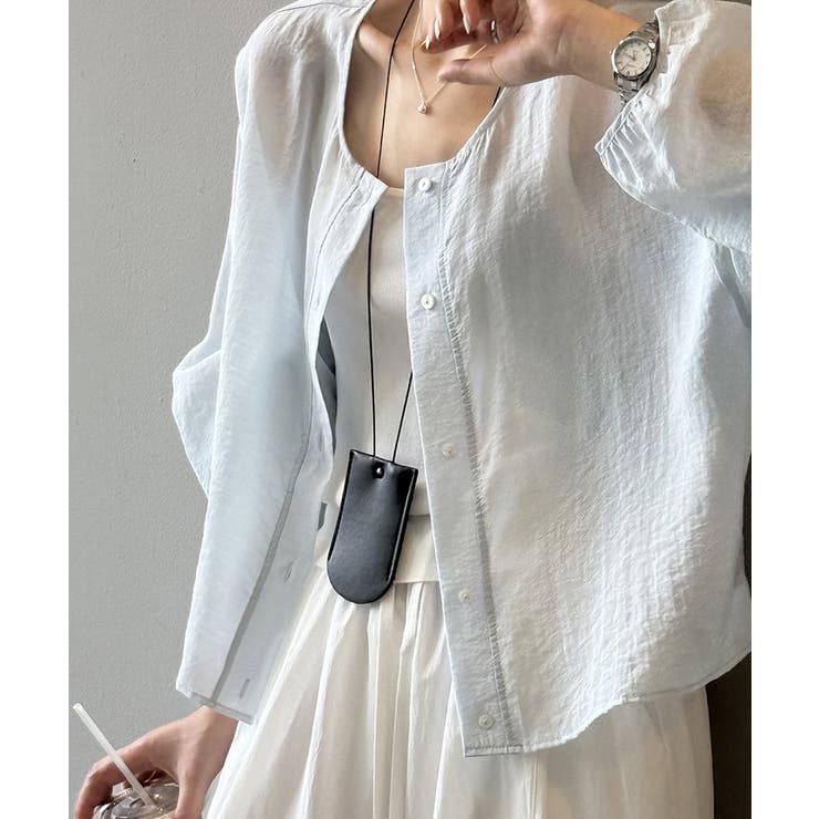 シアーシャツ シャツ ノーカラーシャツ | COCOMOMO | 詳細画像11 