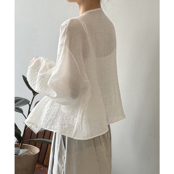 シアーシャツ シャツ ノーカラーシャツ | COCOMOMO | 詳細画像5 