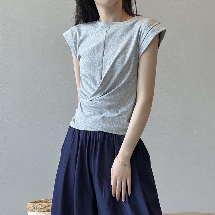 アシンメトリートップス フレンチスリーブ Tシャツ | COCOMOMO | 詳細画像10 