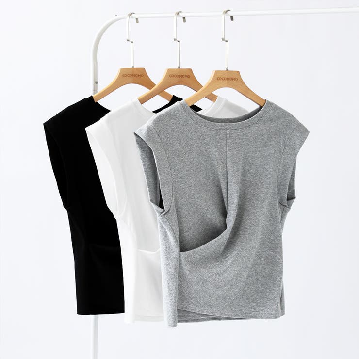 アシンメトリートップス フレンチスリーブ Tシャツ | COCOMOMO | 詳細画像15 