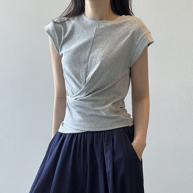 アシンメトリートップス フレンチスリーブ Tシャツ | COCOMOMO | 詳細画像8 