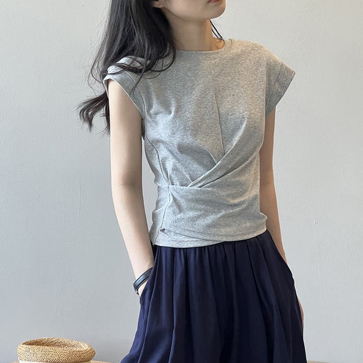 アシンメトリートップス フレンチスリーブ Tシャツ | COCOMOMO | 詳細画像9 