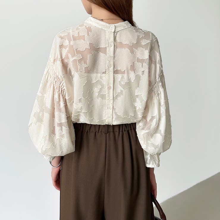 前後2way ジャガードブラウス シフォンブラウス | COCOMOMO | 詳細画像15 