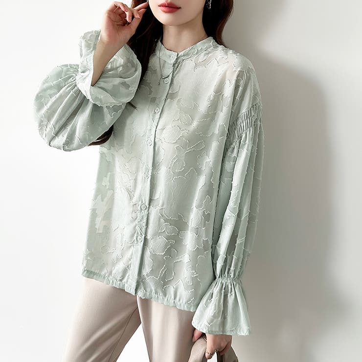 前後2way ジャガードブラウス シフォンブラウス | COCOMOMO | 詳細画像20 