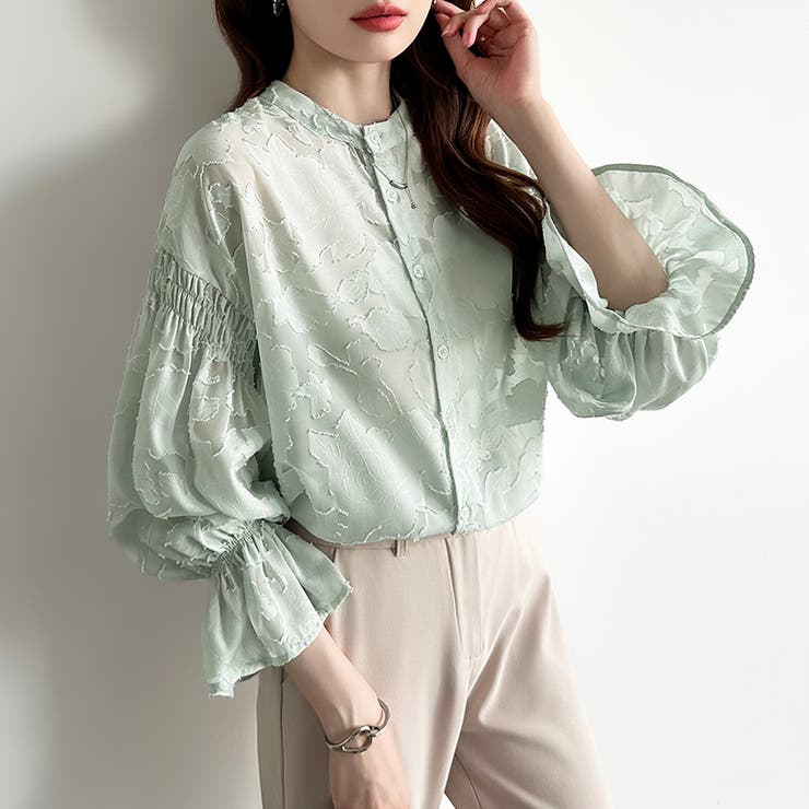 前後2way ジャガードブラウス シフォンブラウス | COCOMOMO | 詳細画像21 