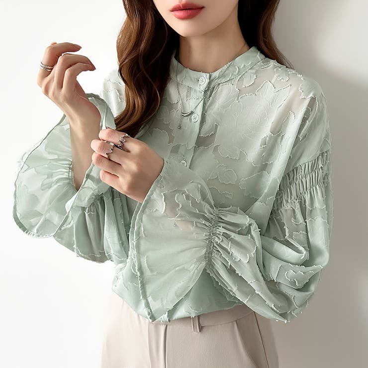 前後2way ジャガードブラウス シフォンブラウス | COCOMOMO | 詳細画像22 