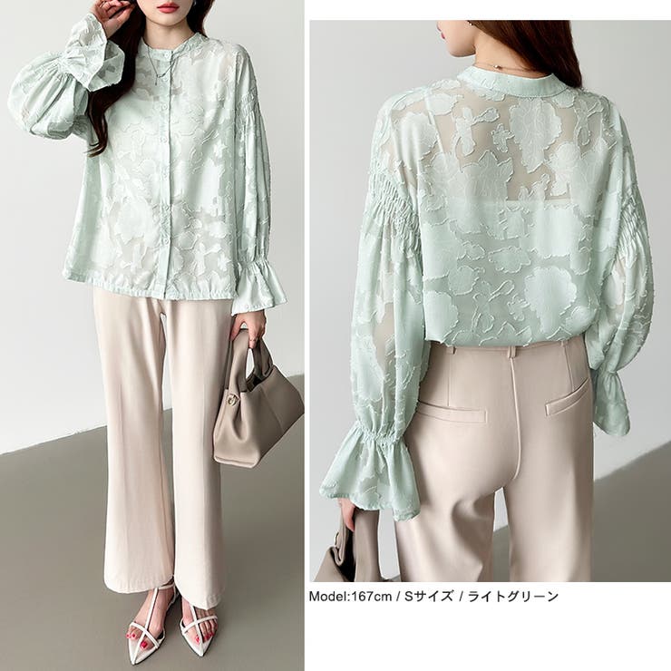 前後2way ジャガードブラウス シフォンブラウス | COCOMOMO | 詳細画像23 