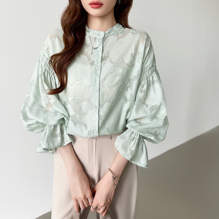 前後2way ジャガードブラウス シフォンブラウス | COCOMOMO | 詳細画像24 