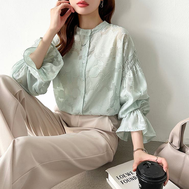 前後2way ジャガードブラウス シフォンブラウス | COCOMOMO | 詳細画像25 