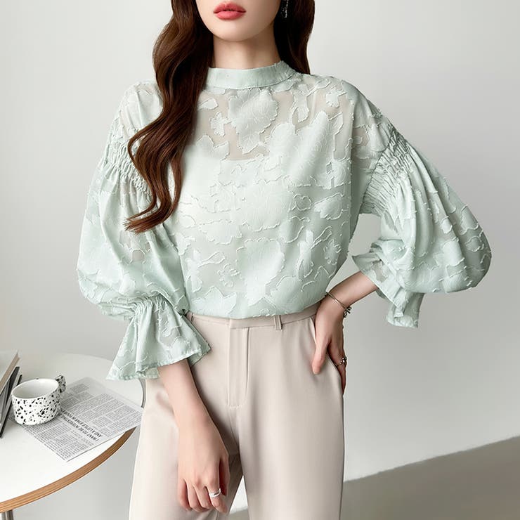 前後2way ジャガードブラウス シフォンブラウス | COCOMOMO | 詳細画像26 