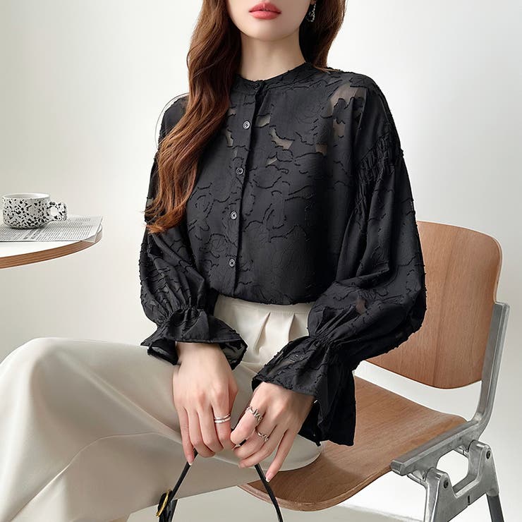 前後2way ジャガードブラウス シフォンブラウス | COCOMOMO | 詳細画像36 