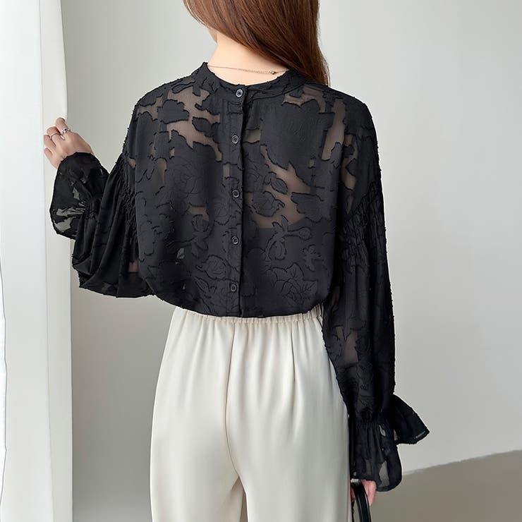 前後2way ジャガードブラウス シフォンブラウス | COCOMOMO | 詳細画像38 