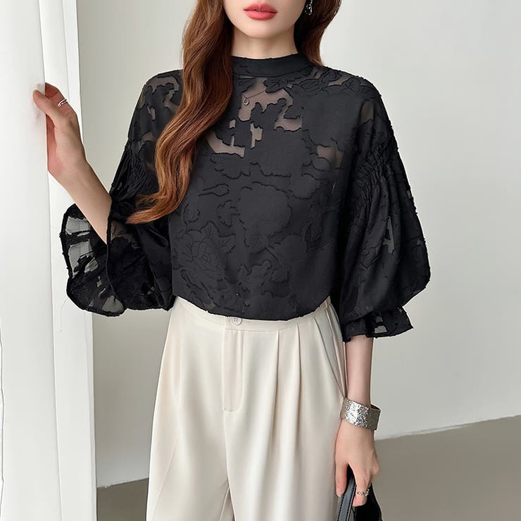 前後2way ジャガードブラウス シフォンブラウス | COCOMOMO | 詳細画像41 