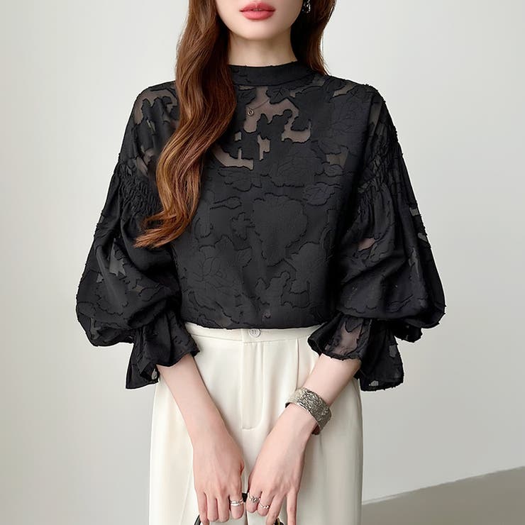 前後2way ジャガードブラウス シフォンブラウス | COCOMOMO | 詳細画像42 