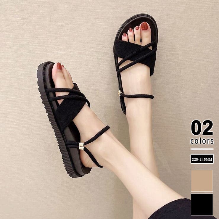 ブラック | ダブルストラップサンダル 2way サンダル | COCOMOMO