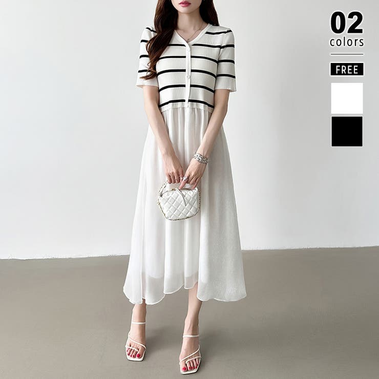 ホワイト | ドッキングワンピース オーガンジー 夏ワンピース | COCOMOMO