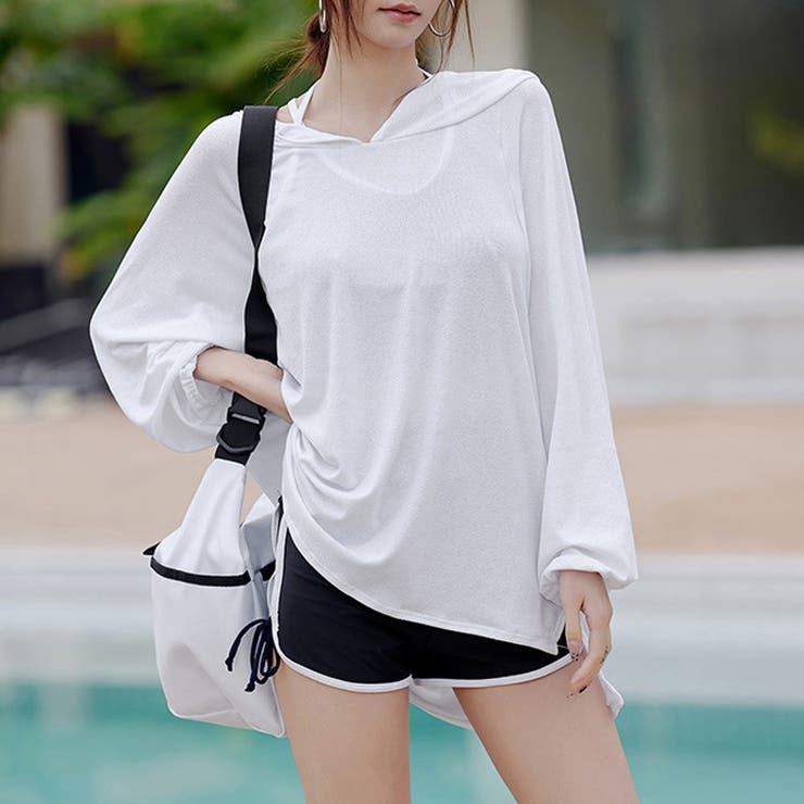 タンキニ水着 シアーパーカーセット 水着体型カバー | COCOMOMO | 詳細画像10 