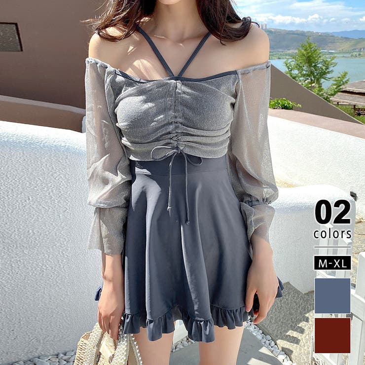 2wayオフショル水着 ワンピース水着 水着体型カバー | COCOMOMO | 詳細画像1 