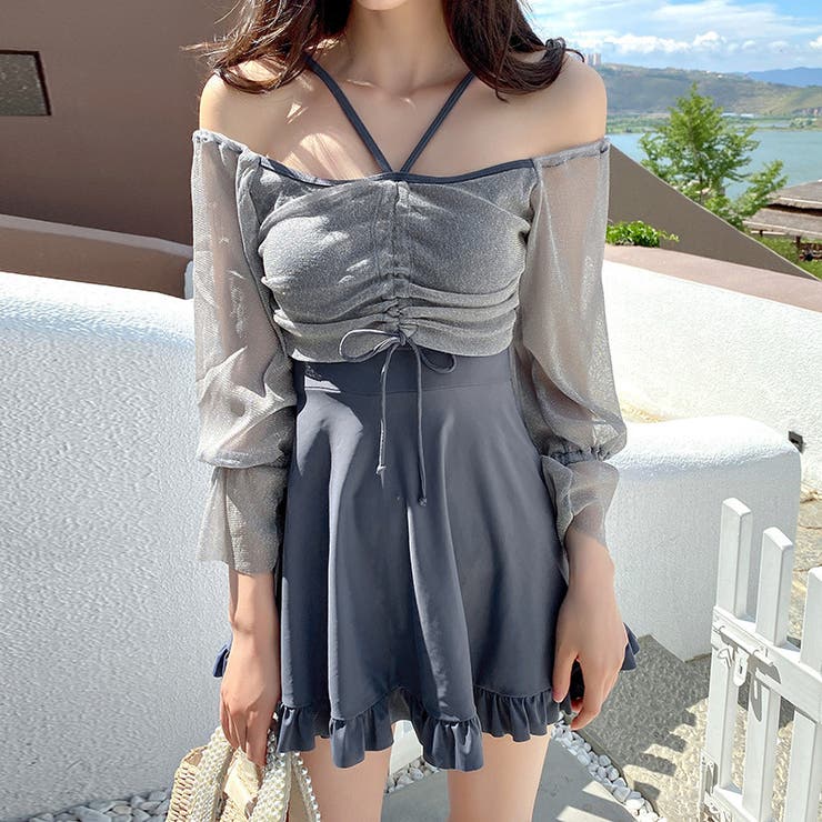 2wayオフショル水着 ワンピース水着 水着体型カバー | COCOMOMO | 詳細画像7 