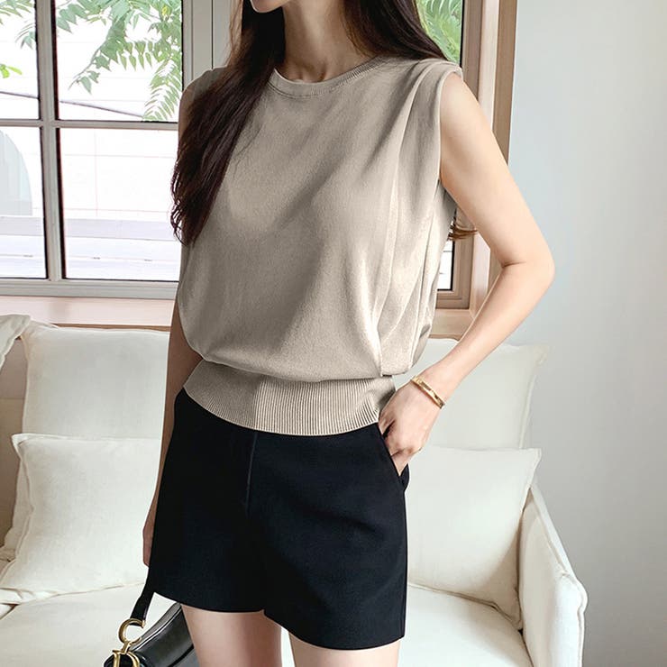 ノースリーブ サマーニット 夏トップス[品番：COCW0006531