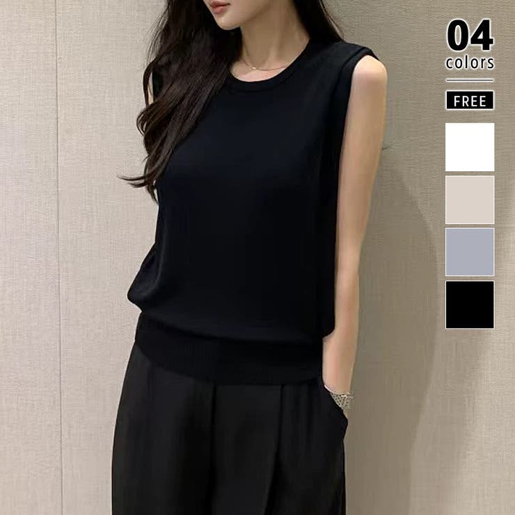 【美品・定価30,800円】ALMOSTBLACK ノースリーブトップス セール】80/1GASSシアーノースリーブトップス（タンクトップ