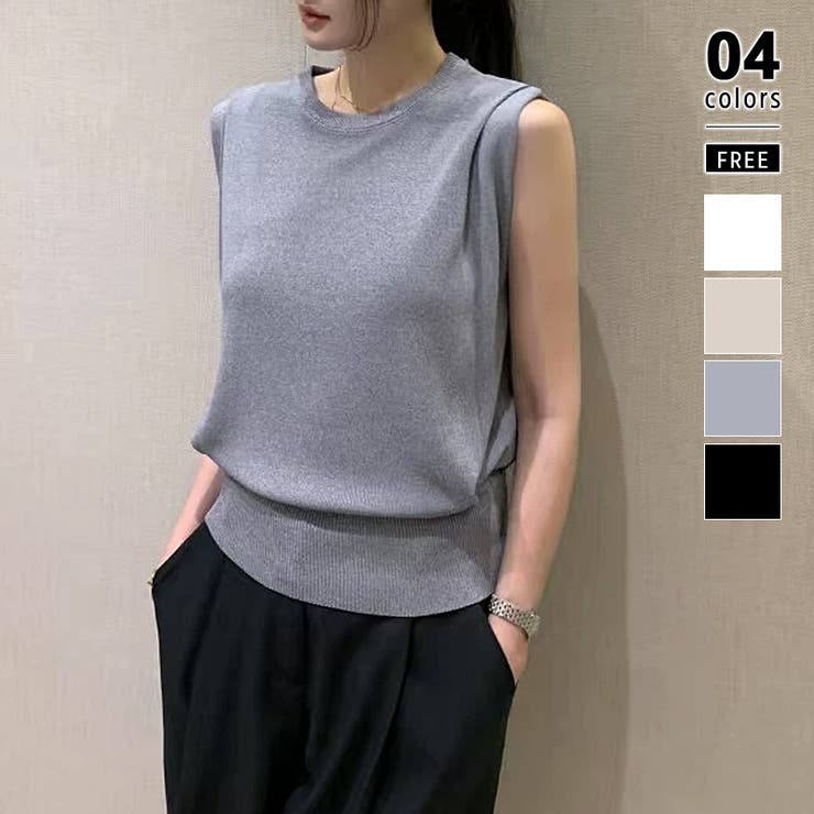 ノースリーブ サマーニット 夏トップス[品番：COCW0006531