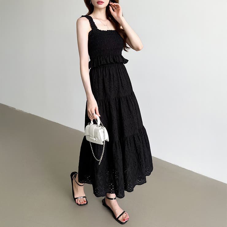 シャーリングキャミソール ティアードスカート セットアップ夏 | COCOMOMO | 詳細画像15 