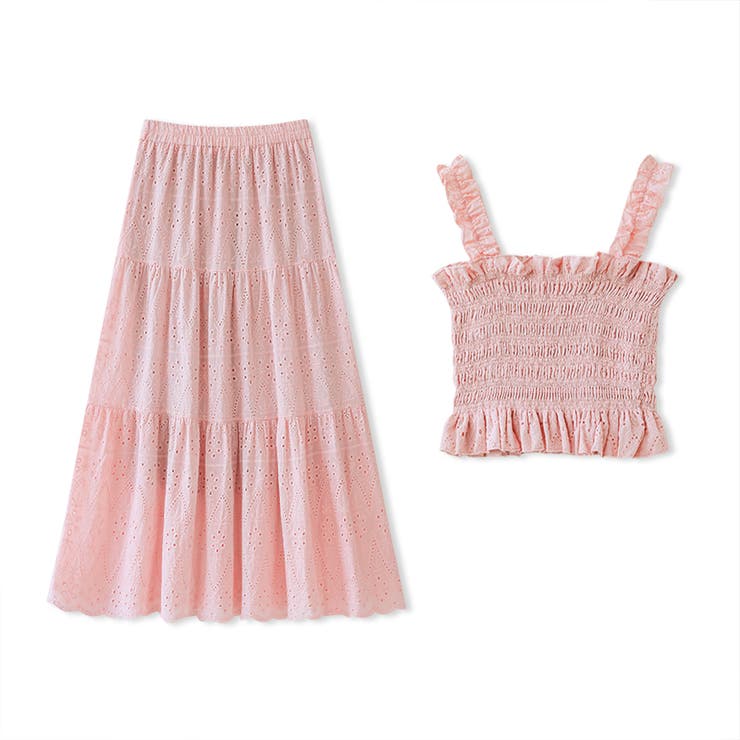 シャーリングキャミソール ティアードスカート セットアップ夏 | COCOMOMO | 詳細画像31 