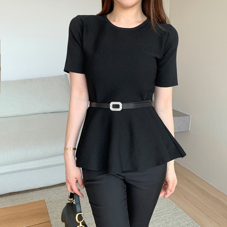 ペプラムトップス サマーニット オフィスカジュアル | COCOMOMO | 詳細画像10 