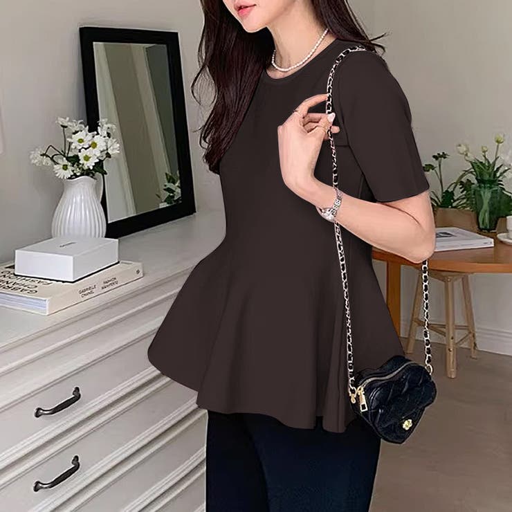 ペプラムトップス サマーニット オフィスカジュアル | COCOMOMO | 詳細画像14 