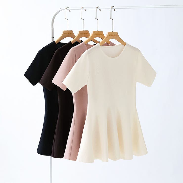 ペプラムトップス サマーニット オフィスカジュアル | COCOMOMO | 詳細画像16 