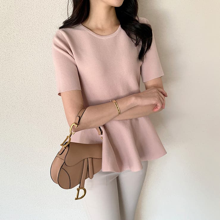 ペプラムトップス サマーニット オフィスカジュアル | COCOMOMO | 詳細画像3 