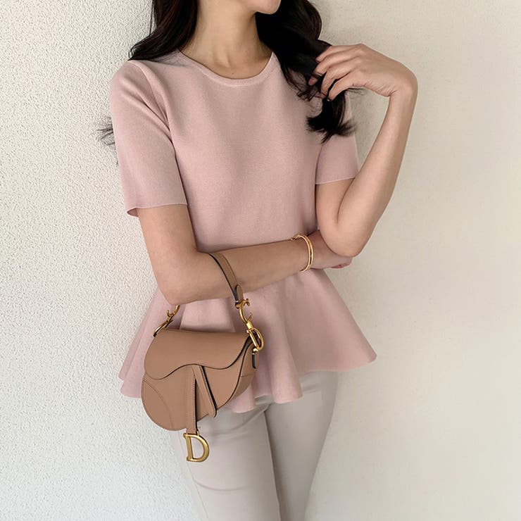 ペプラムトップス サマーニット オフィスカジュアル | COCOMOMO | 詳細画像5 