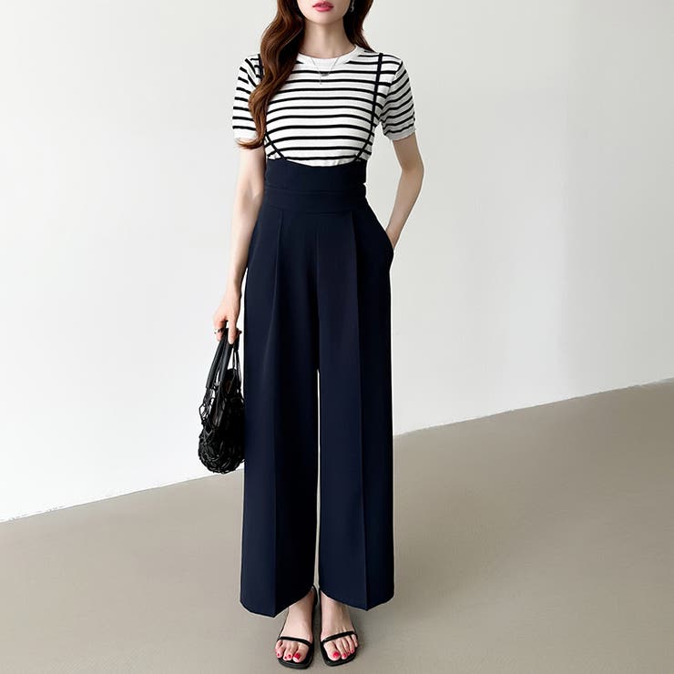 サロペットパンツ ハイウエスト ワイドパンツ | COCOMOMO | 詳細画像11 